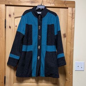 NorthStyle Teal and Charcoal Wool Coat XL